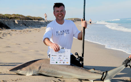 A hammerhead shark caught during the 2013 Blacktip Challenge shark fishing tournament